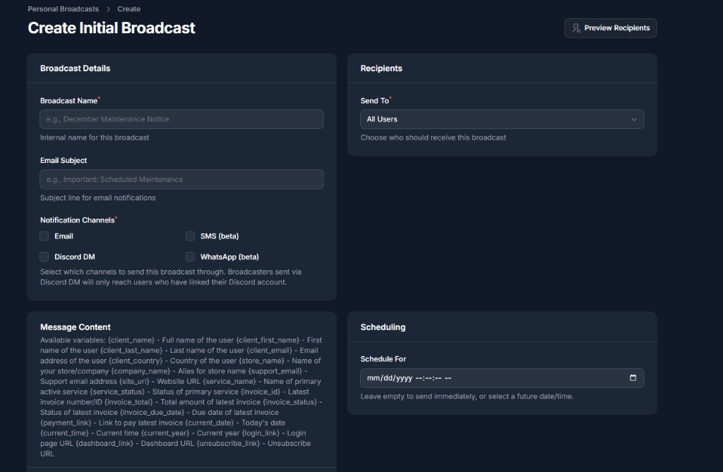 Create Broadcast Interface