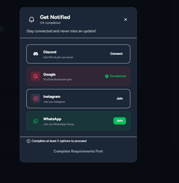 Get Notified Modal